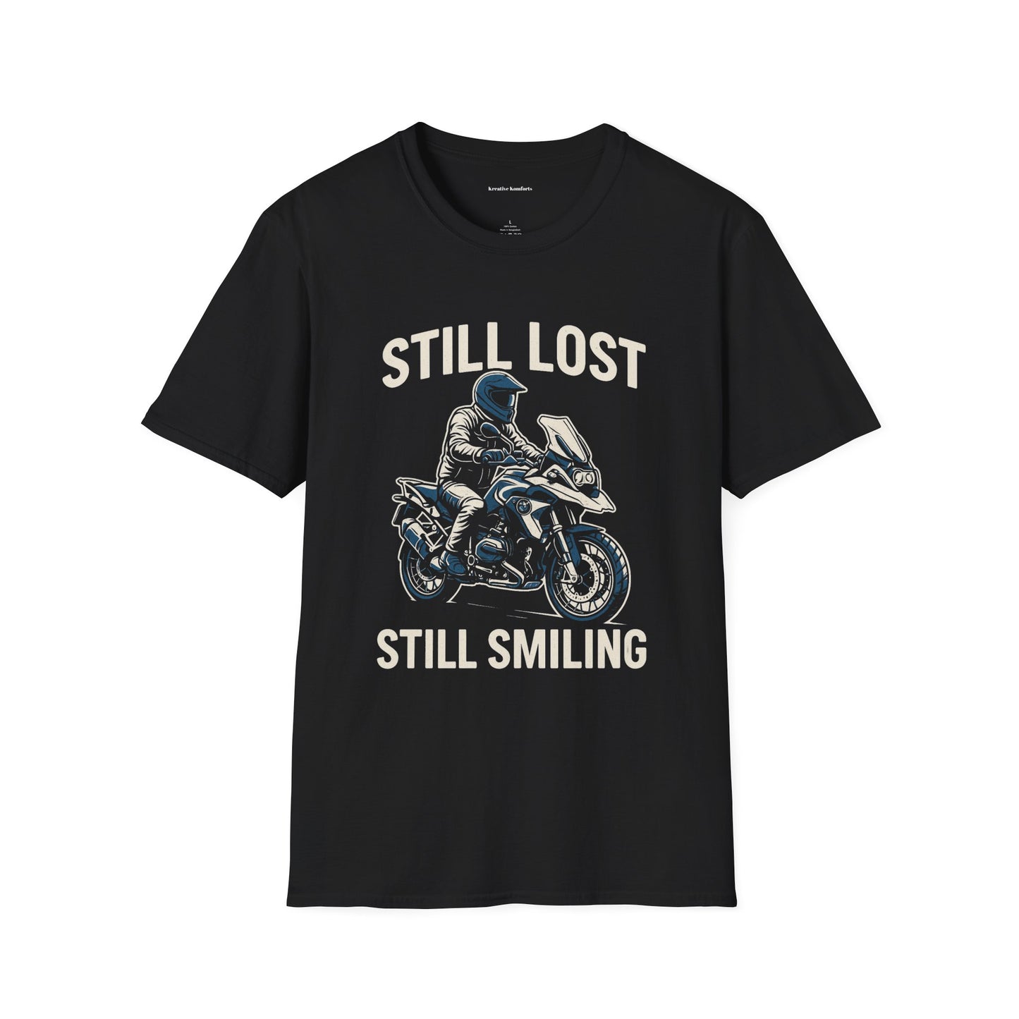 "Still Lost, Still Smiling" Unisex Softstyle T-Shirt - Perfect for Riders, Adventure Lovers, Casual Wear, Gift for Motivational Souls, [...]